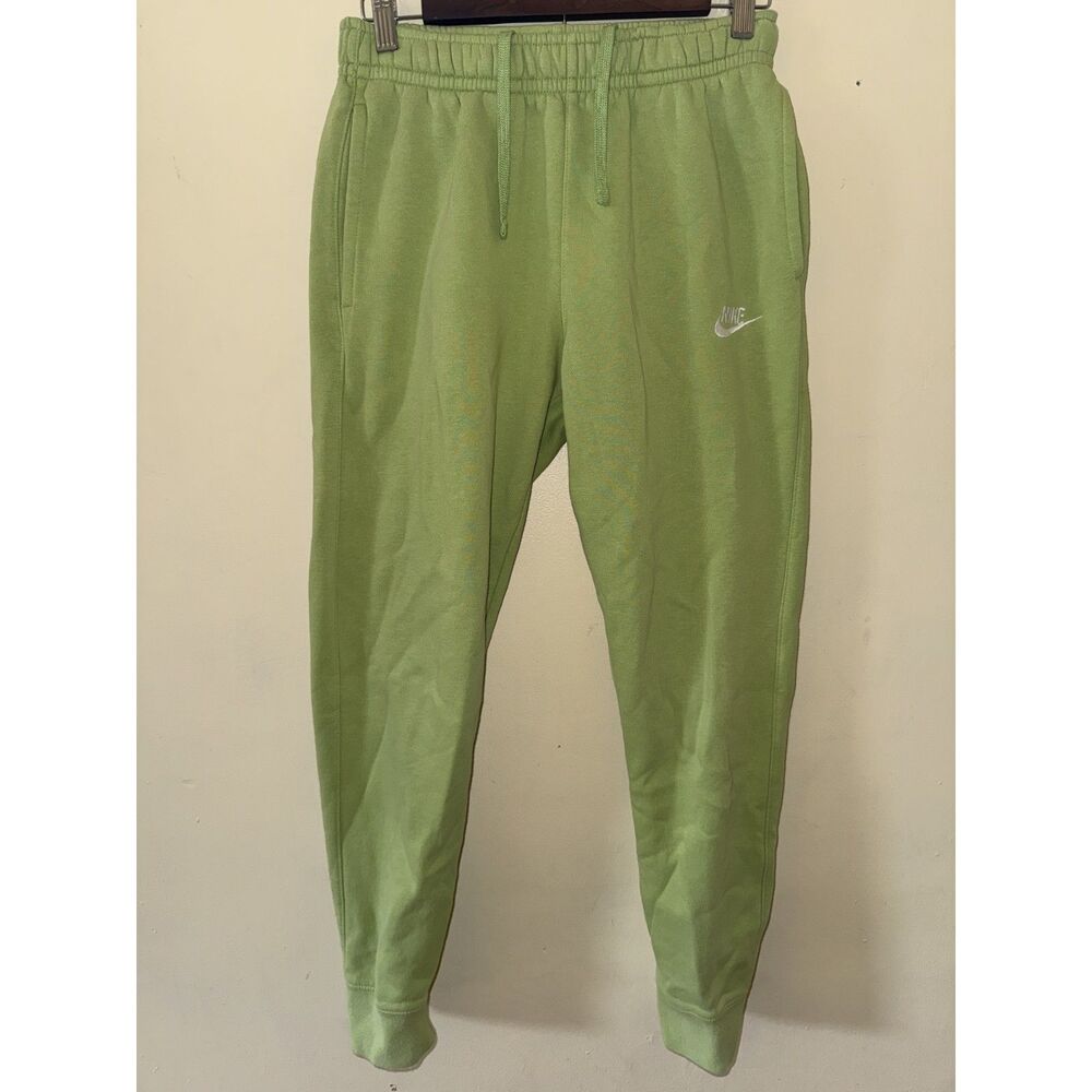 Nike Club Fleece Joggers Men's Small Lime Green Sweatpants Embroidered Swoosh